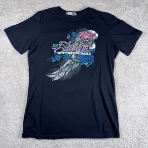 Hot Leathers Womens Sturgis 75th Anniversary 2015 Biker T-Shirt Black XL Rose